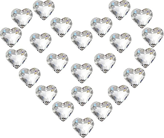 HDCRYSTALGIFTS 24pcs Crystal Heart Prisms Suncatchers 20mm Clear Glass Beads Rainbow Maker Sun Catchers Chandelier Crystals Drop Parts Glass Wedding Valentine's Day Decorations