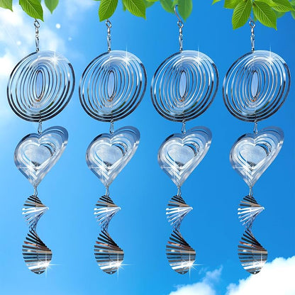 12Pcs Bird Scare Discs, 4 Set Highly Reflective Hanging Wind Spinners Outdoor Metal Bird Reflectors for Outside Garden Decor Lightweight Bird Devices to Scare Birds Away from Yard Porch