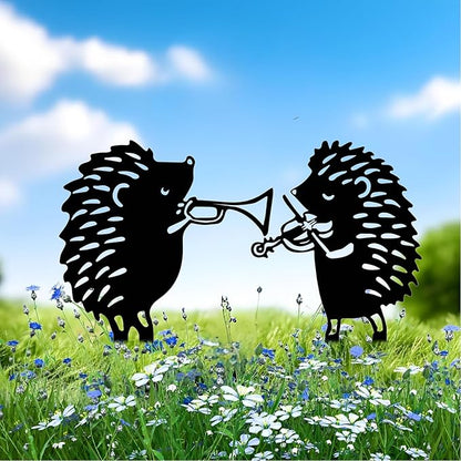 Metal Garden Stake Decor, Acrylic 2D Garden Decoration, Garden Accessories for Outdoor Indoor Yard Lawn Pot Plants (2PCS-Hedgehog)