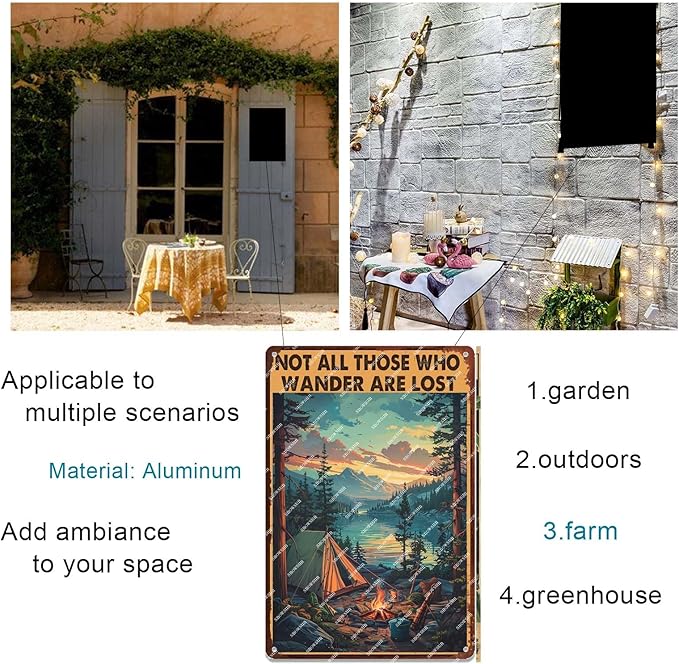 snowsun Funny Metal Signs Not All Those Who Wander Are Lost Vintage Tin Signs Aluminum Sign Home Garden Greenhouse Living Room Bar Cafe Outdoors 8 * 12 Lnch