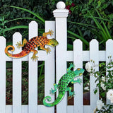 Pipilily 2 Pack Metal Gecko Wall Art, Metal Lizard Indoor Outdoor Hanging Sculpture Decor for Garden Yard Living Room Bedroom Patio Balcony (Style 3)