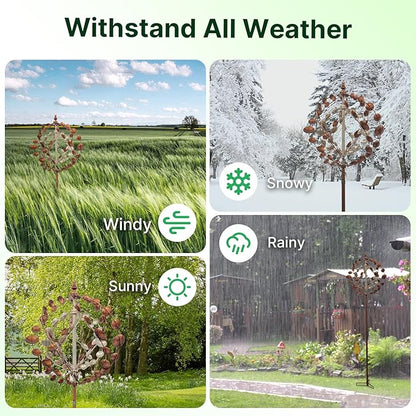 Wind Spinners Outdoor, 75" Large Metal Kinetic Wind Sculptures for Garden, 360 Degrees Swivel Yard Art with 2 Piece Welcome Flag Decoration