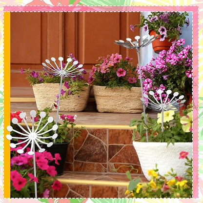 Zonon 3 Pcs Dandelion Metal Flowers Silver Decorative Garden Stakes for Outside Decorations Metal Steel Summer Yard Art Arrangement for Outdoor Lawn Yard Walkway Porch Pathway Patio Garden Decor