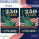 250th Anniversary USA Patriotic Garden Flag 12x18 Inch, Double Sided Weatherproof Yard Banner with Statue of Liberty & American Flag Design, 1776-2026 Commemorative Garden Flag for Outdoor Decor