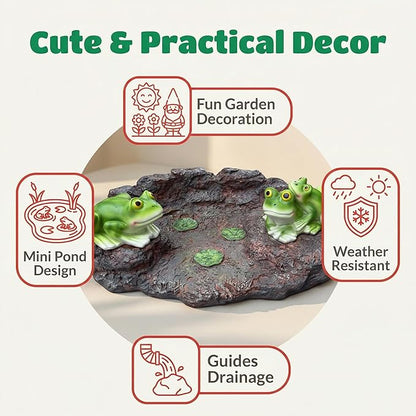 Frog Statue Splash Block Gutter Downspout Garden Decor, Larger Animals Gutter Downspout Splash Block Extensions Ornament Rain Concrete Resin Diverter Accessory, Outdoor Patio Decor Gift (13.8In)