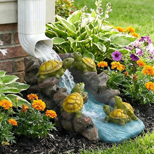 Turtle Statue Gutter Downspout Extender Garden Decor, Decorative Splash Block, Garden Animal Statues, Resin Gutter Extension Downspout, Outdoor Yard Decor, Stone Tortoise Statue for 4" x 4 Downspout