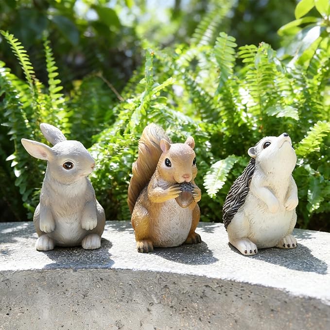 Rabbit Statue Outdoor Decor for Garden, 4.95" Fairy Yard Figurines Home Sculptures for Lawn Patio Front Porch Backyard