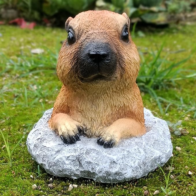 Patio Ornament Resin Gopher Statue Garden Decoration Realistic Animal Statues Weather-Resistant Garden Decor for Lawn Patio Balcony A