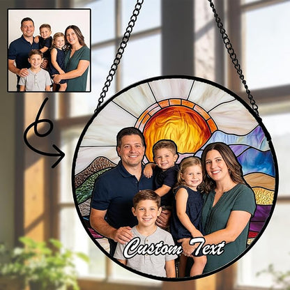 Personalized Custom Photo Faux Stained Glass Window Hanging - Nana Gifts Customized Memorial Ornaments Suncatchers Christmas Birthday Mother's Day for Lovers Women Men Dad Mom Grandma