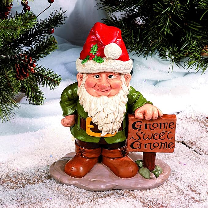 Fun Express Garden Gnomes Outdoor Statue with 5 Interchangeable Seasonal Hats - Resin Gnome Figurines for Yard Decorations | Christmas Halloween Easter Holiday Gnome Decor for Home Garden Sculptures