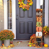 Fall Porch Sign, Hello Pumkpkin Sign for Front Porch, 3 Pumpkins Wooden Sign Yard, Vertical Wood Sign Standing for Patio Front Door Porch, Autumn Home Party Entryway Yard Wall Decor Indoor Outdoor, 47x8 inch