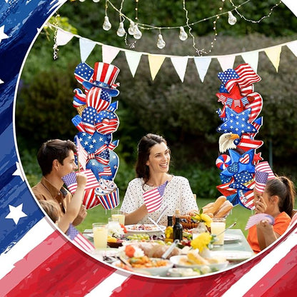 Beeveer 2 Pcs 4th of July Yard Signs Outdoor Patriotic Star Lawn Decoration 250th Anniversary American Waterproof Welcome Party Yard Signs with Stake for Memorial Home Garden Pathway Supplies