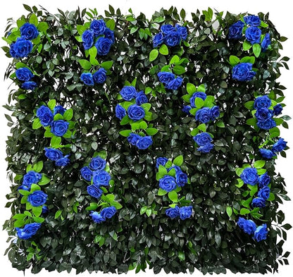 GLANT Expandable Fence Privacy Screen for Balcony Patio Outdoor,Decorative Faux Ivy Fencing Panel,Artificial Hedges (Single Sided Leaves) (2, Branches -Blue Rose)