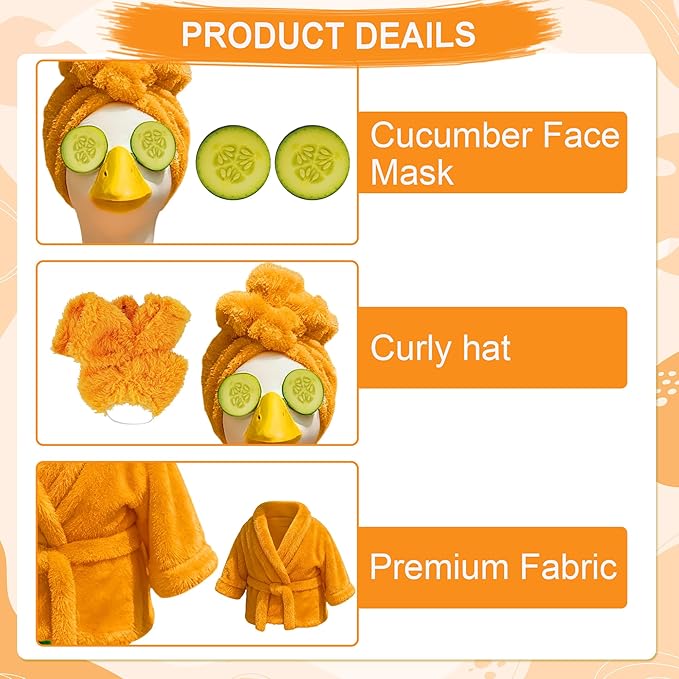Lady Porch Goose Outfit for 23'' Lawn Statue, Winter Goose Statue Clothes, Yellow Bathrobe Cucumber Mask for Outdoor Garden Lawn Yard Patio Decoration