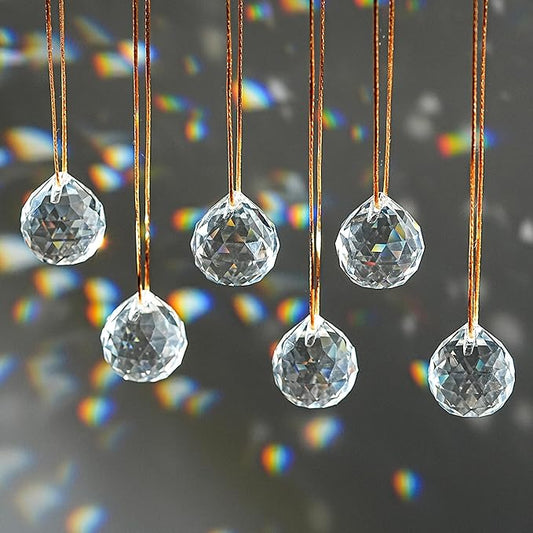 1.57in Crystal Ball Sun Catcher Prisms 6pcs Hanging Crystals Rainbow Maker Decorations for Chandelier Window Wedding Valentines Decor
