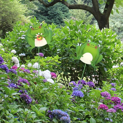 GANAZONO 2pcs Out Door Decor Dragonfly Decor Frogs Lawn Stakes Garden Frogs Decoration Garden Stakes with Sticks Patio Yard Outdoor Iron Metal