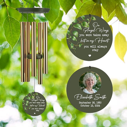 ASTARIN Customized Wind Chimes Memorial, Sympathy Gifts for Loss of Mom Dad Son, Grief Gifts for Women, Condolences Wind Chime Gift Idea, Wooden Windchime Deep Tone(Produced in USA)