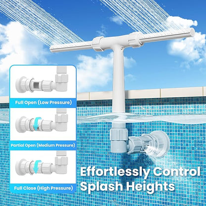 Pool Fountain for Above and In-Ground Pools, Dual Spray Waterfall Sprinkler Fountain, Above Ground Pool Accessories, Adjustable Waterfall Cooling and Relaxation(White)