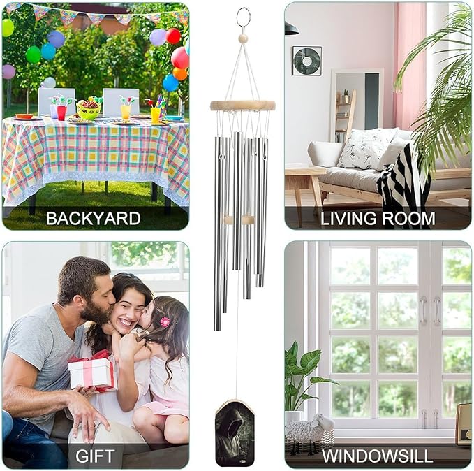 Large Aluminium Wind Chimes 20.5" Inches Hacker Wind Chimes for Outside Memorial Wind Chimes Sympathy Wind Chime for Outdoor Garden Patio Decoration