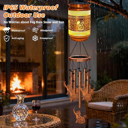 2 Pack Cat Solar Wind Chimes for Outside, Gifts for Mothers Day Mom Women Grandma Birthday Memorial Teacher, 32" Windchimes Outdoor Decor Hanging Solar Lantern for Garden Porch Patio Backyard