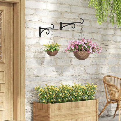 pickpiff 14-Inch Plant Hooks for Hanging Baskets: Plant Hangers Outdoor Indoor, Planters Wall Brackets for Hanging Plants, Bird Feeders, Wind Chimes, Bird Houses, Flower, Metal, Black