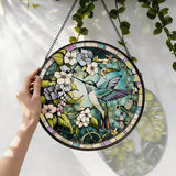 Stained Glass Sun Catcher,Fly HummingbirdStained Glass Window Hanging Garden Decor,Sun Catchers Indoor Window,Whimsical Decoration for Home Backyard Patio Lawn Porch with 7.9 INCH