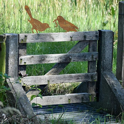 Rusty Metal Bird Silhouette Garden Decor - 5 Pack Metal Bird Art Fence Topper Decorations,Rustic Bird Sculptures for Outdoor Yard, Patio, Fence, Tree, Garden Gifts for Mom, Grandma, Bird Lovers