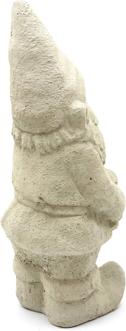 Garden Gnome with Hatchet: Solid Durable Stone Statue with Vintage Texture. Sealed for Outdoor Use. Handcrafted USA. (Classic/White)