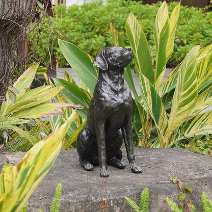Garden Statue Outdoor Decorations Dog-Figurine – 19inch Black Labrador décor Sculpture Sitting Statue Resin Sculpture for Patio Lawn Yard Porch Garden 12.25L*8.25W*19H