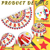 6 Pcs Circus Carnival Decoration Bunting Welcome Carnival Half Banner Red and White Striped Pattern Bunting Flag for Circus Garden Decor, 1.5 x 3 ft