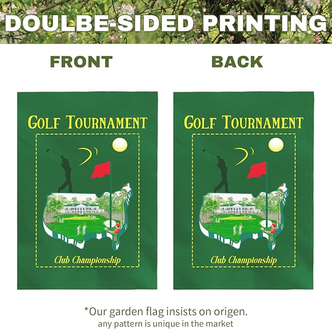 Golf Tournament Garden Flag Club Championship Outdoor Yard Golf Lover Sports Flag Golf Course Putting Green Golfer Theme Front House Banner Lawn Porch Patio Man Cave Home Decor 12x18 Inch