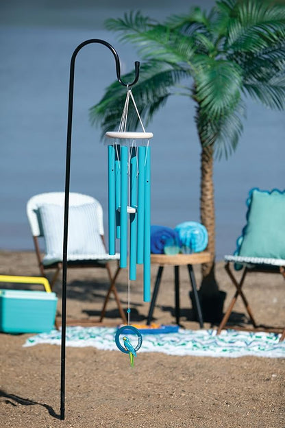 Woodstock Windchimes Margaritaville Parrot Windchime – (40") Outdoor Wind Chime for Porch Patio Garden Decor with Seaglass Blue Tubes and Painted Feather