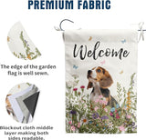 Floral Beagle Garden Flag Spring Summer House Flags 28 x 40 Double Sided Flower Dog Yard Flags for Outside Large Outdoor Welcome Flags