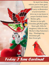 KY&BOSAM Gifts for Mom I Love You Mom Cardinal Suncatcher Stained Glass Hand Painted Color for Window Hanging Ornament Wind Chime with Real Flower and Metal Heart Charm Mothers Day Birthday Christmas