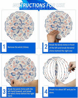 Stainless Steel Wind Spinner for Yard Garden Decoration, Blue Orange Flower Textured Vintage Round Wind Sculpture Spinner 3D Crafts Hanging Ornaments for Indoor Outdoor, 8 Inch