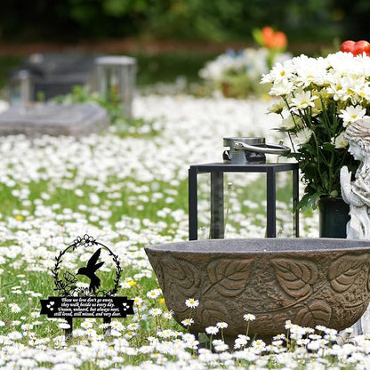 Geelin Memorial Stakes Cemetery Decorations for Grave Hummingbird Grave Marker Memorial Plaques Bird Flower Gift for Loss of Mother Father Outdoors Yard Garden Decor(Love Don't Go)