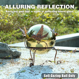 VCUTEKA Gazing Ball, 10" Stainless Steel Mirror Ball Reflective Garden Sphere, Gazing Globe for Home Garden Patio Lawn Outdoor and Indoor Decorative, Golden