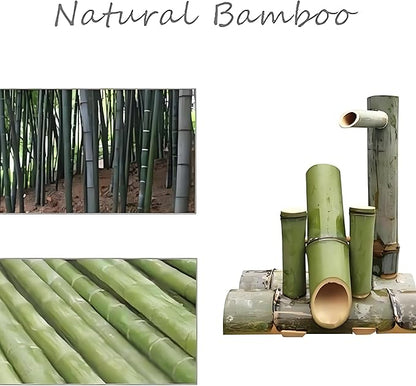 Powered Bamboo Water Fountain, Fountain Japanese Garden Waterfall Nozzle Outdoor 100% Handmade, Decor，