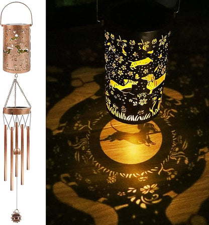 Dachshund Solar Wind Chimes for Outside, Dachshund Wiener Dog Gifts for Women Solar Lantern Windchime, Garden Decorative Hanging Lights for Patio Porch Yard Lawn Decor