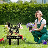 Personalized Metal Butterfly Garden Signs with Stake, Custom Garden Signs for Outside Waterproof, Customized Name Sign Yard Lawn Gardens Decor Gardening Gifts for Moms Grandmas Gardeners