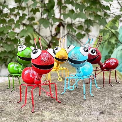 Cruis Cuka Metal Yard Art Cute Ant 5 Pcs Garden Decor for Outside Lawn Ornaments Porch Backyard Wall Sculpture Fence Decorations