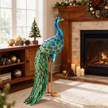 chisheen Outdoor Solar Peacock Decor Garden Statue Metal Yard Art Decoration Outdoor Sculptures for Backyard,Patio,Lawn,Wedding, for Women