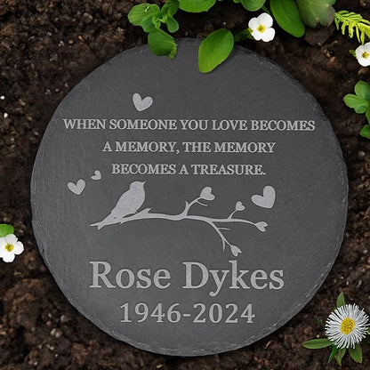 Memorial Garden Stone - Personalized Bereavement Gifts for Loss of Loved One - Round