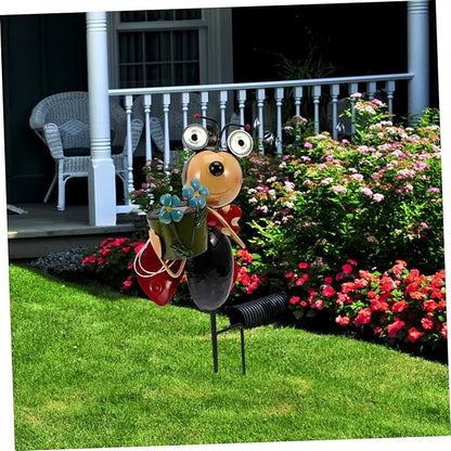 Garden Statue Ladybug Inserts Lamp Solar Outdoor Lights Iron Landscape Lights Hours Easy to up
