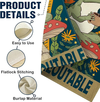 Dyrenson Inspirational Frog Everything is Figureoutable Decorative Garden Flag, Motivational Mushroom Yard Outside Home Decoration, Funny Positive Farmhouse Outdoor Small Decor Double Sided 12 x 18