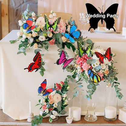 Augshy 75 Pcs Butterfly Decoration Stakes Garden Butterfly Wing Width 3.5in Ornaments for Indoor/Outdoor Christmas Decor