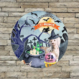 Retro Metal Sign 12"x12",Happy Halloween Scary Night Grave Witch Bats Trick Or Treat Dog Aluminum Tin Metal Sign for Home Living Room Bedroom Garden Farm Patio Decor Wall Art Poster
