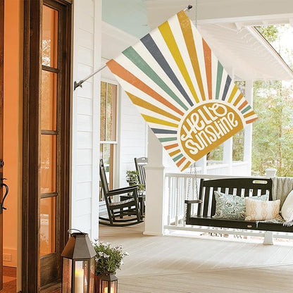 AVOIN colorlife Hello Sunshine Classic House Flag 28x40 Inch Double Sided Outside, Summer Party Holiday Burlap Yard Outdoor Decoration