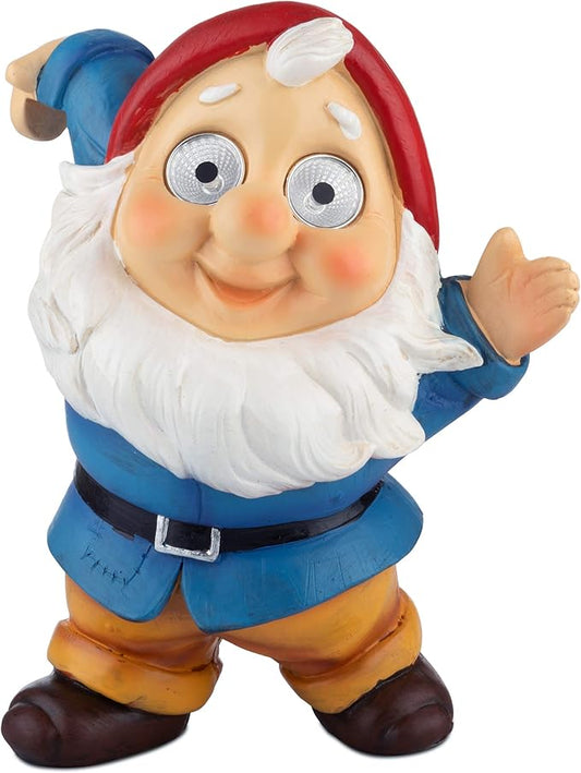 Blazin' Garden Gnome Decoration | Outdoor Solar Yard Decor - Terrace Elf Ornaments | Solar Decorative Lights for Patio, Balcony, Deck | Weather Resistant | Patio Gift | Auto On/Off - (Blue)