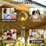 YAKii Fairy Moon Solar Wind Chimes for Outside Lights Gifts for Mom Wife Unique Crackle Glass LED Warm Light Outdoor Hanging Decor Windchimes for Garden Yard Patio Christmas Birthday Mothers Day